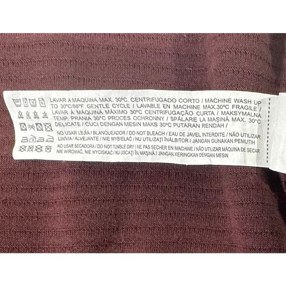 Essentials Zara Daily Outfit Zip Up Raglan Ribbed Jacket Medium Burgundy Black - Picture 5 of 9